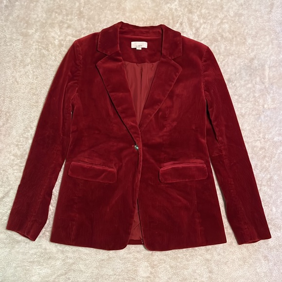 NWOT LOFT Jacket Red Corduroy Womens Blazer Jacket Womens Size 0 - Picture 2 of 10